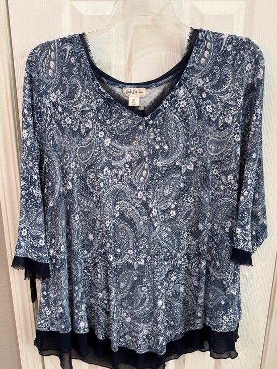 Style & Co. Tops - Style & Co. Women's Blue Paisley V-Neck Layered Top super cute!